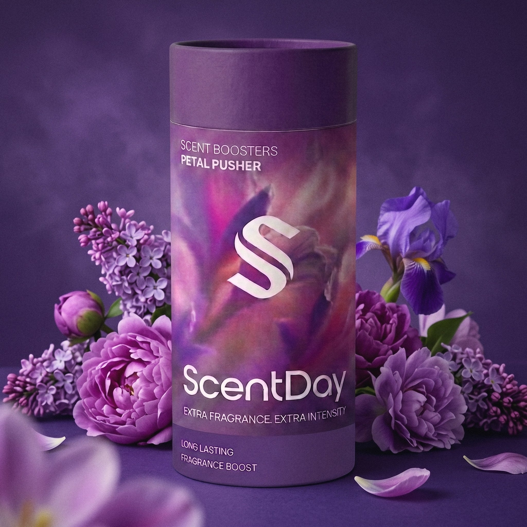 ScentDay Petal Pusher in-wash scent booster with fresh purple flowers