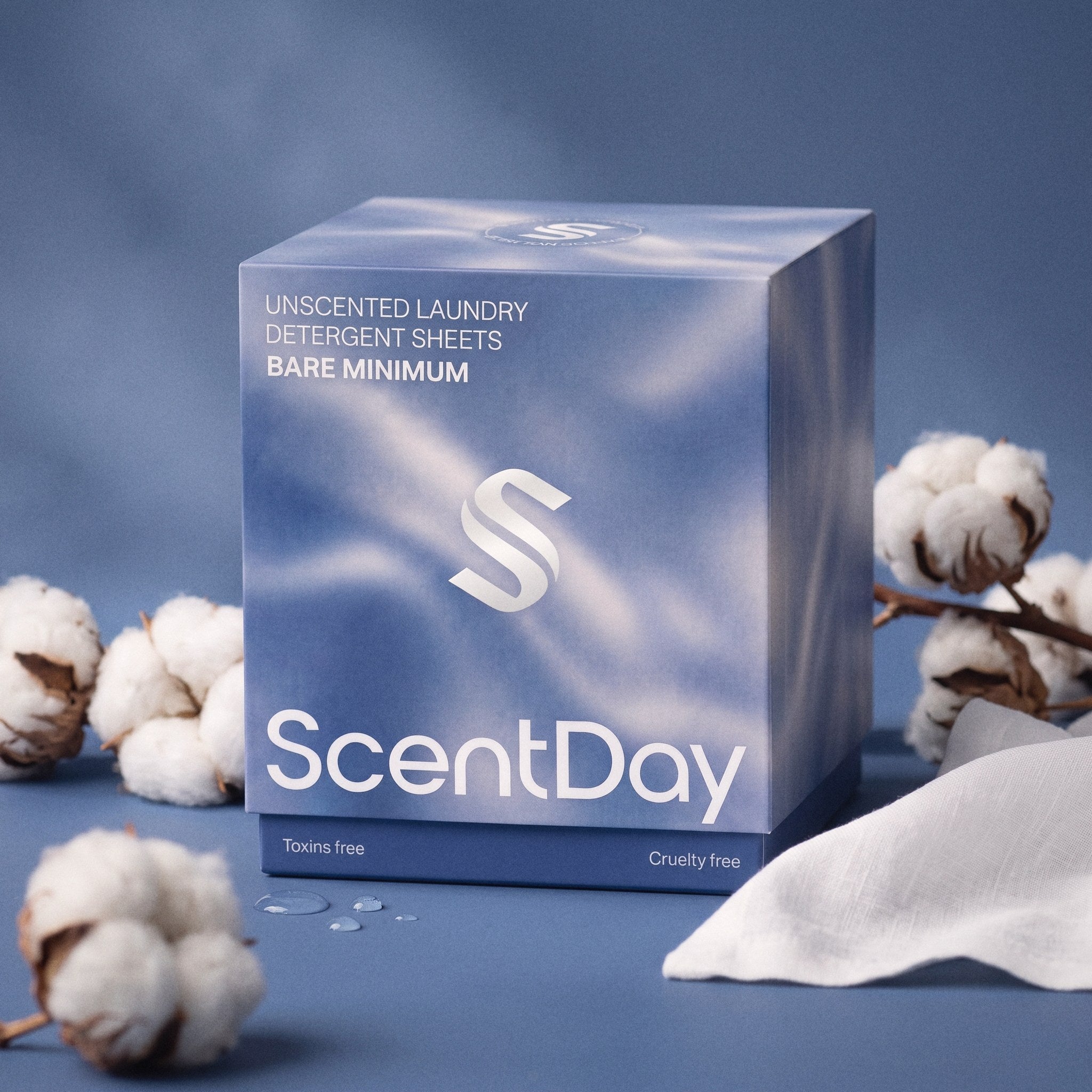 ScentDay Bare Minimum unscented laundry detergent sheets with cotton
