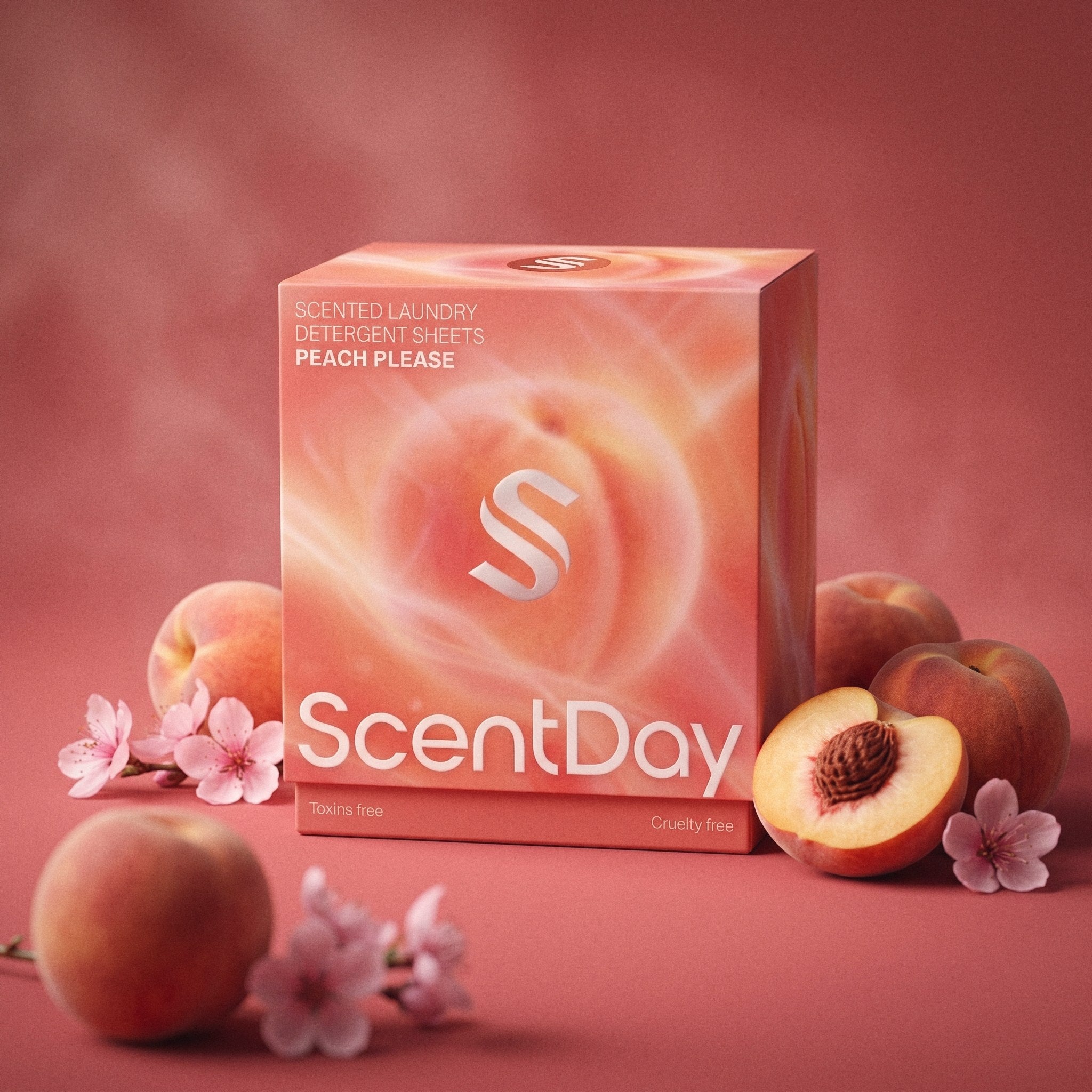ScentDay Peach Please laundry detergent sheets with fresh peaches