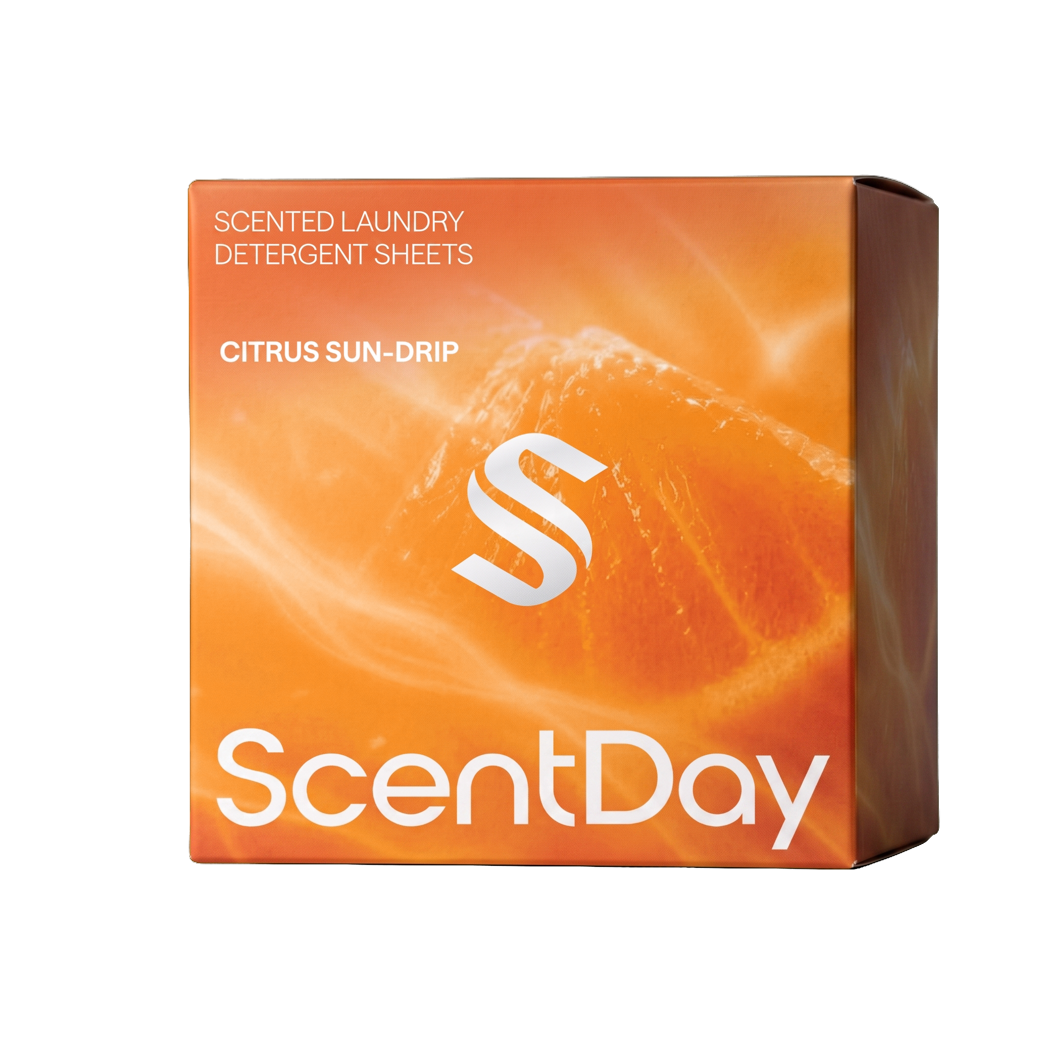 ScentDay Laundry Detergent Sheets – Citrus Sun-Drip box, transparent background