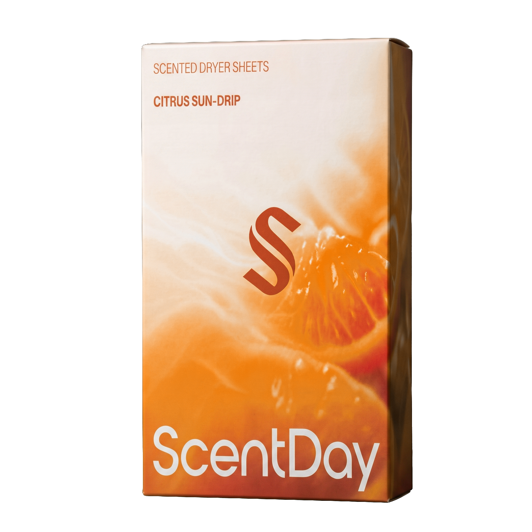 ScentDay Fabric Softener Dryer Sheets – Citrus Sun-Drip box, transparent background