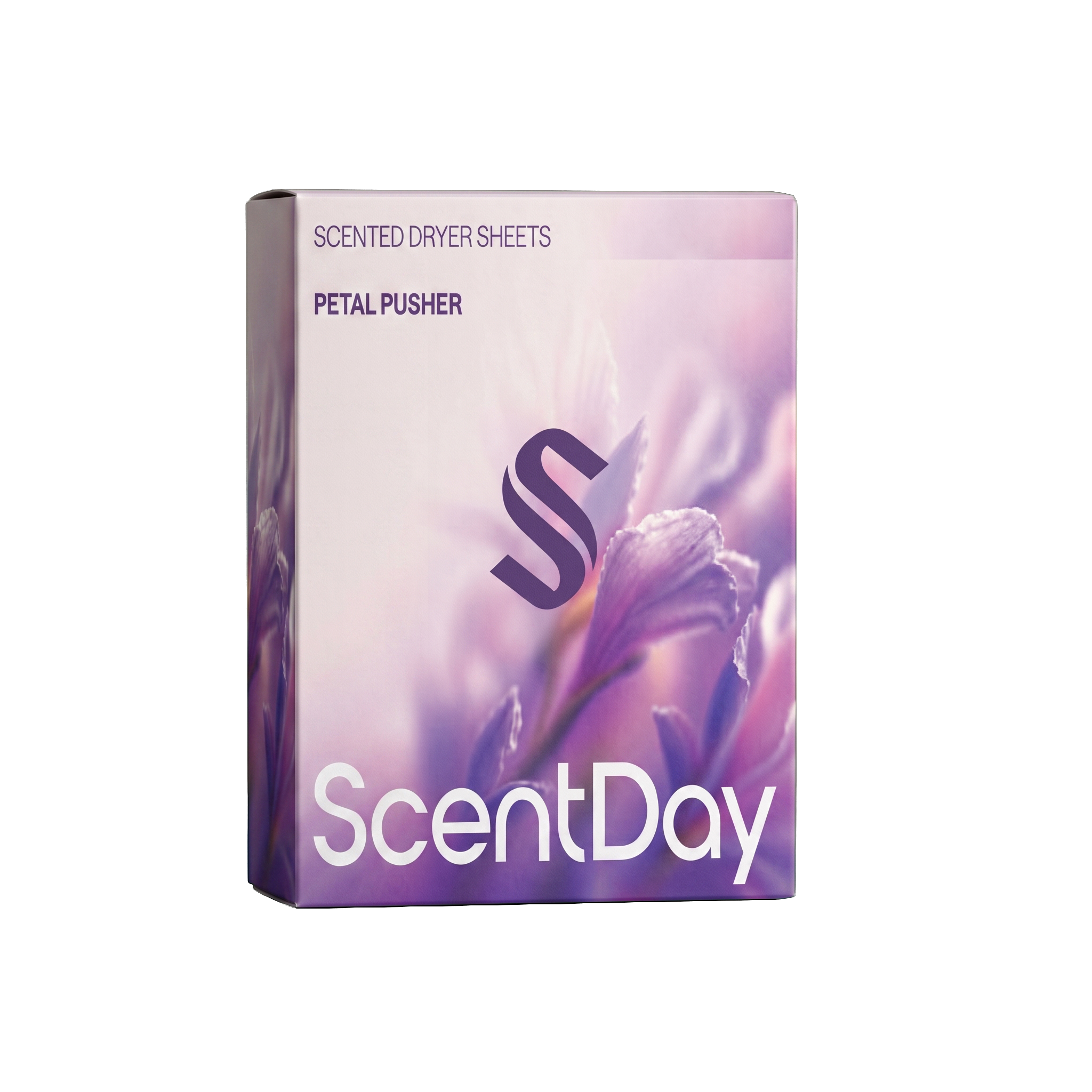 ScentDay Fabric Softener Dryer Sheets – Petal Pusher box, transparent background