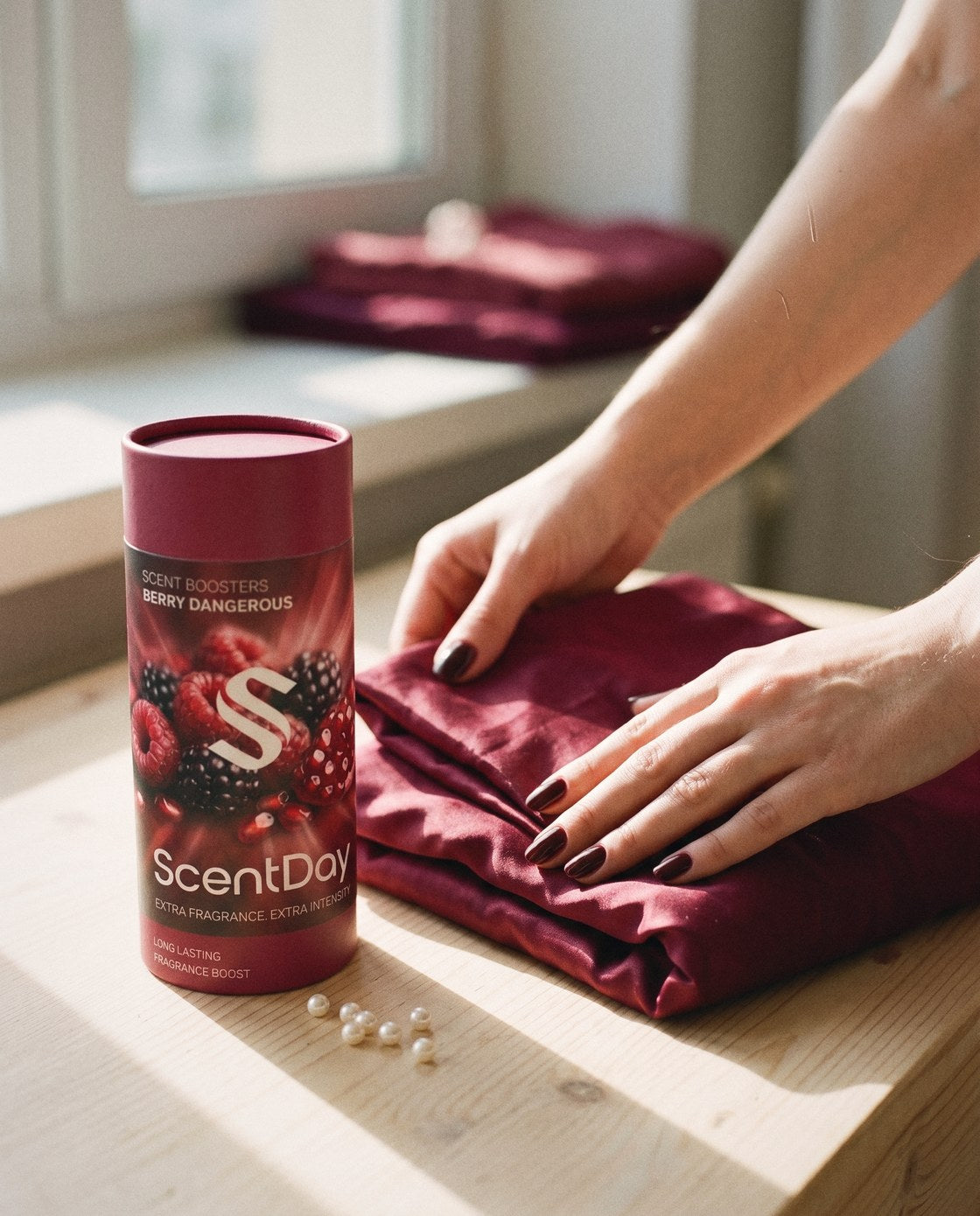 folding fresh laundry with berry dangerous booster
